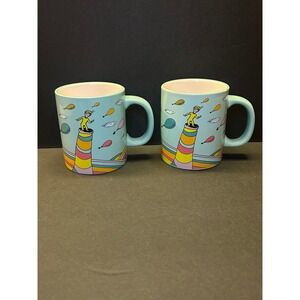 Dr Seuss "Oh The Places You'll Go" Hot Chocolate Coffee Mugs 16 Ounce Set Of‎ 2